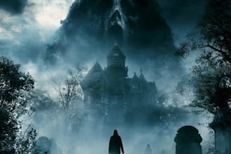 design a terrifying horror book cover illustration