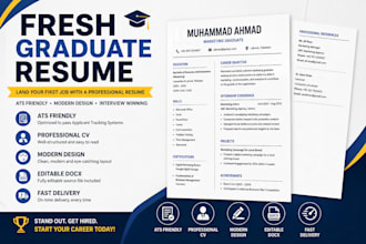 create an ats friendly fresh graduate resume and CV