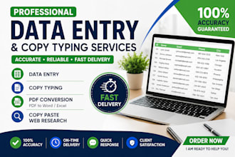 accurate data entry, copy typing and PDF conversion