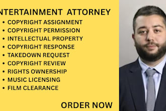 handle copyright issues, film clearances, music as an entertainment lawyer in US