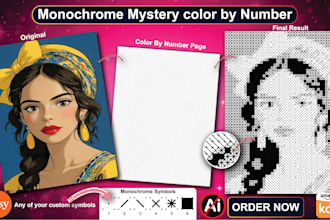 create monochrome mystery mosaic color by number for kdp