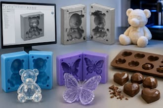 do 3d cad for mold design, silicone mold, resin, chocoloate for 3d printing