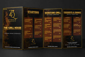 design luxury restaurant, cafe and food menu for print