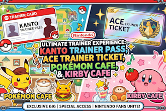 book pokepark kanto trainer pass, ace trainer ticket, pokemon cafe, kirby cafe