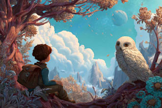 create magical children book cover illustrations
