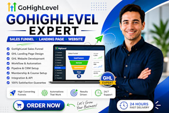 build gohighlevel sales funnel, go high level landing page, ghl website expert