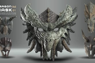 create realistic 3d cosplay and full body armor models, 3d helmet, 3d mask