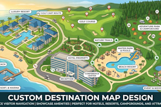 design luxury resort map, hotel map, tourist map and tourism vacation site plan