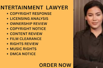 handle copyright issues, film clearances, music as an entertainment lawyer in US