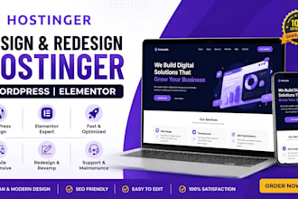 build hostinger website design, elementor wordpress, redesign godaddy, bluehost