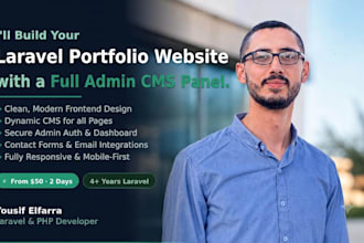 build a custom laravel portfolio website with a full admin cms panel