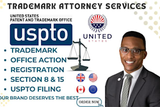 be your US attorney for trademark uspto filing and patent filing