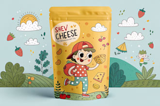 draw cartoon cannabis packaging label design
