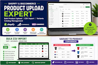 upload products to shopify, bigcommerce, woocommerce via CSV