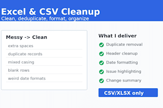 clean and deduplicate your excel or CSV spreadsheet