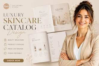 design luxury skincare catalog, beauty brochure, cosmetic product price list