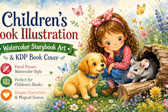 create watercolor childrens book illustrations and storybook art