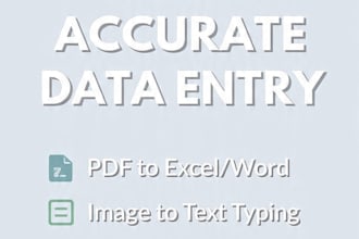 do fast and accurate data entry, typing, and PDF to excel word conversion
