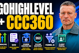 gohighlevel quiz, course creator 360 , cc360 snapshot, funnel ai, client portal