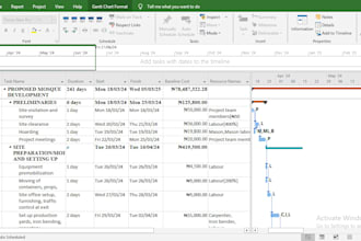 create a construction programme of works in ms project