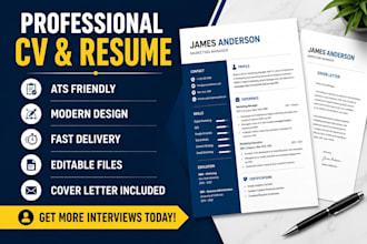 create a professional ats friendly CV resume and cover letter