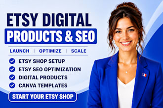 create etsy digital products, etsy shop setup, etsy SEO and canva templates