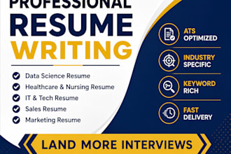 write resume, CV for data science, healthcare,nursing, IT, sales, marketing jobs