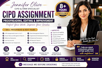 proofread, edit and improve your cipd assignments and HR reports