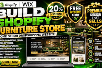 build shopify furniture store home decor dropshipping website interior design