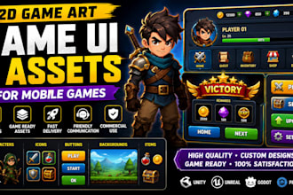 design 2d game art, game ui, and assets for mobile game