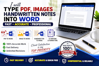 type PDF, handwritten notes and images into word