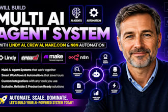 build multi ai agent system with lindy ai, crew ai, make com and n8n automation