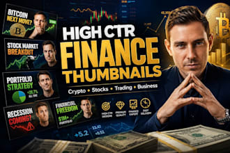 design viral high CTR finance and crypto youtube thumbnails