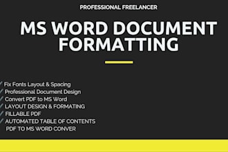 do professional ms word document formatting, editing, and cleanup