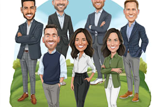 draw cartoon caricature for business, group, friends, family