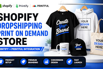 shopify printify printiful product setup dropshipping print on demand branding