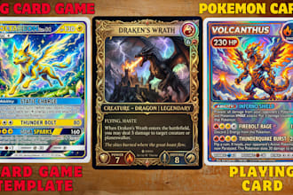 do custom 2d boardgame playing card tcg ccg pokémon card game template card deck