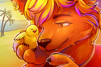 create furry art, digital art, fanart, portrait