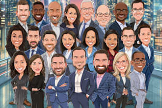 draw cartoon caricature for business, group, friends, family