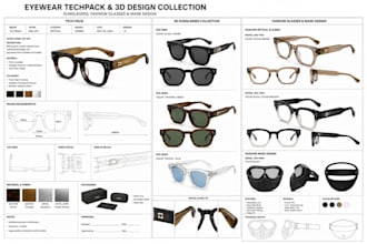design eyewear techpacks, 3d sunglasses, fashion glasses and face mask techpack