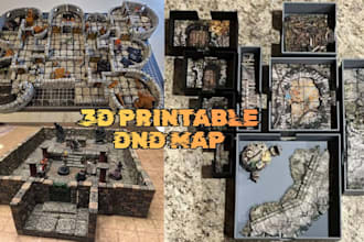 design printable fantasy dnd map, game map assets, ttrp vt rpg 3d map design