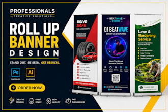 design professional roll up, pull up and retractable banner