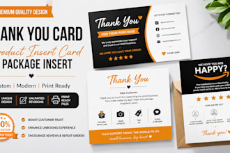 design a professional product insert card and amazon thank you card