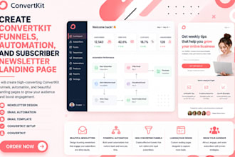 create convertkit funnels, automation, and subscriber newsletter landing page