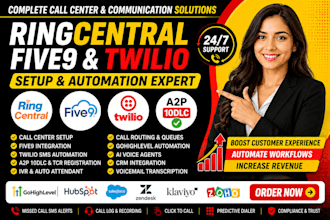 setup ringcentral call center five9 twilio a2p 10dlc tcr ivr ghl ai voip