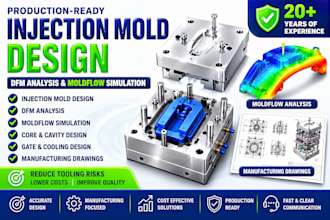 design injection molds with dfm analysis and moldflow simulation