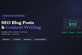 write SEO blog posts, social media captions, product descriptions and emails
