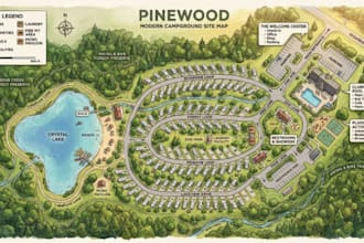 design professional campground, rv park, or property site map illustration