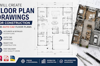 create floorplan drawings for construction and auto cad floor plans