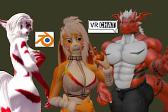 do custom vrchat avatar fursona facial rig 3d model furry vrc anime nsfw avatar